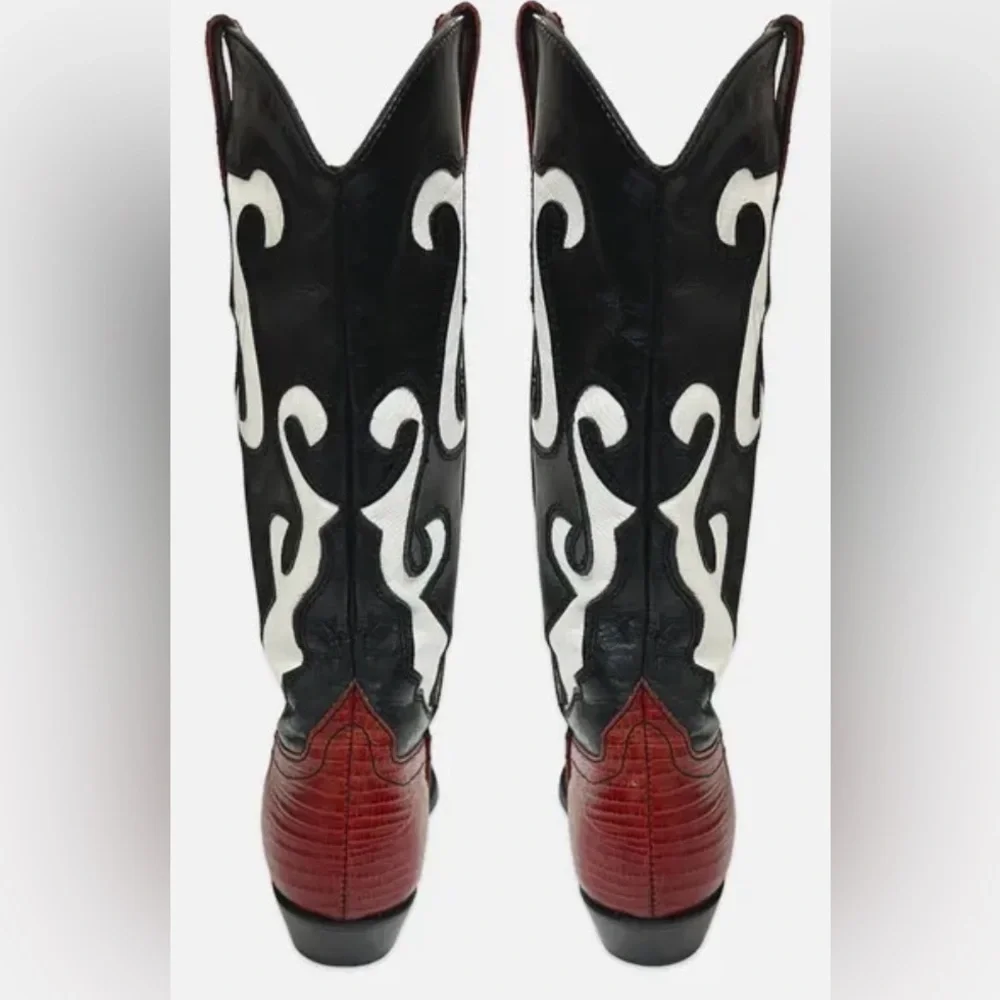 NINE WEST Vintage Red and Black Western Cowboy Boots